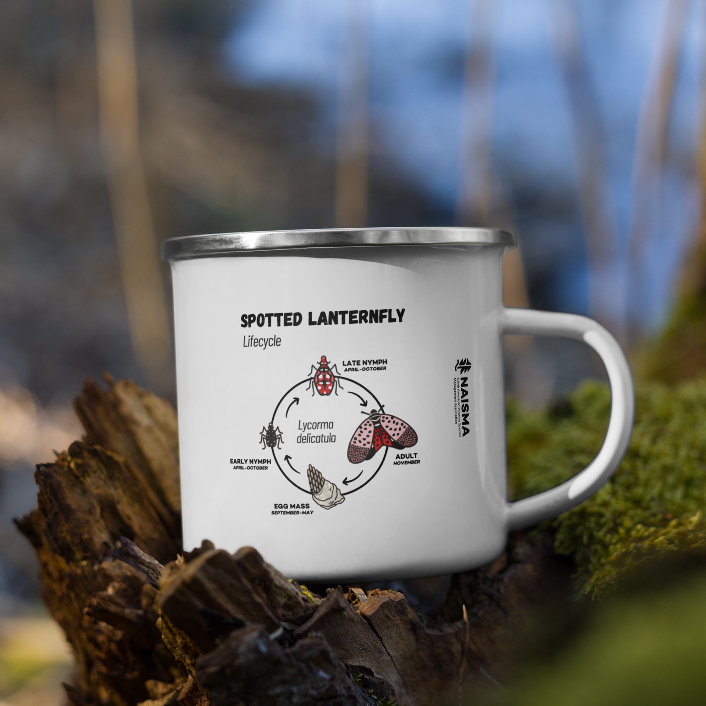 Know Your Invasives: Spotted Lanternfly Enamel Camp Mug