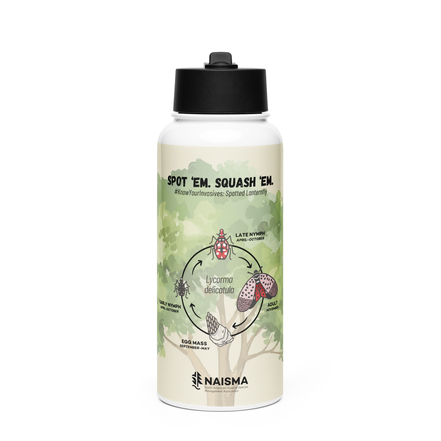 Know Your Invasives - Spotted Lanternfly Stainless Steel Water Bottle