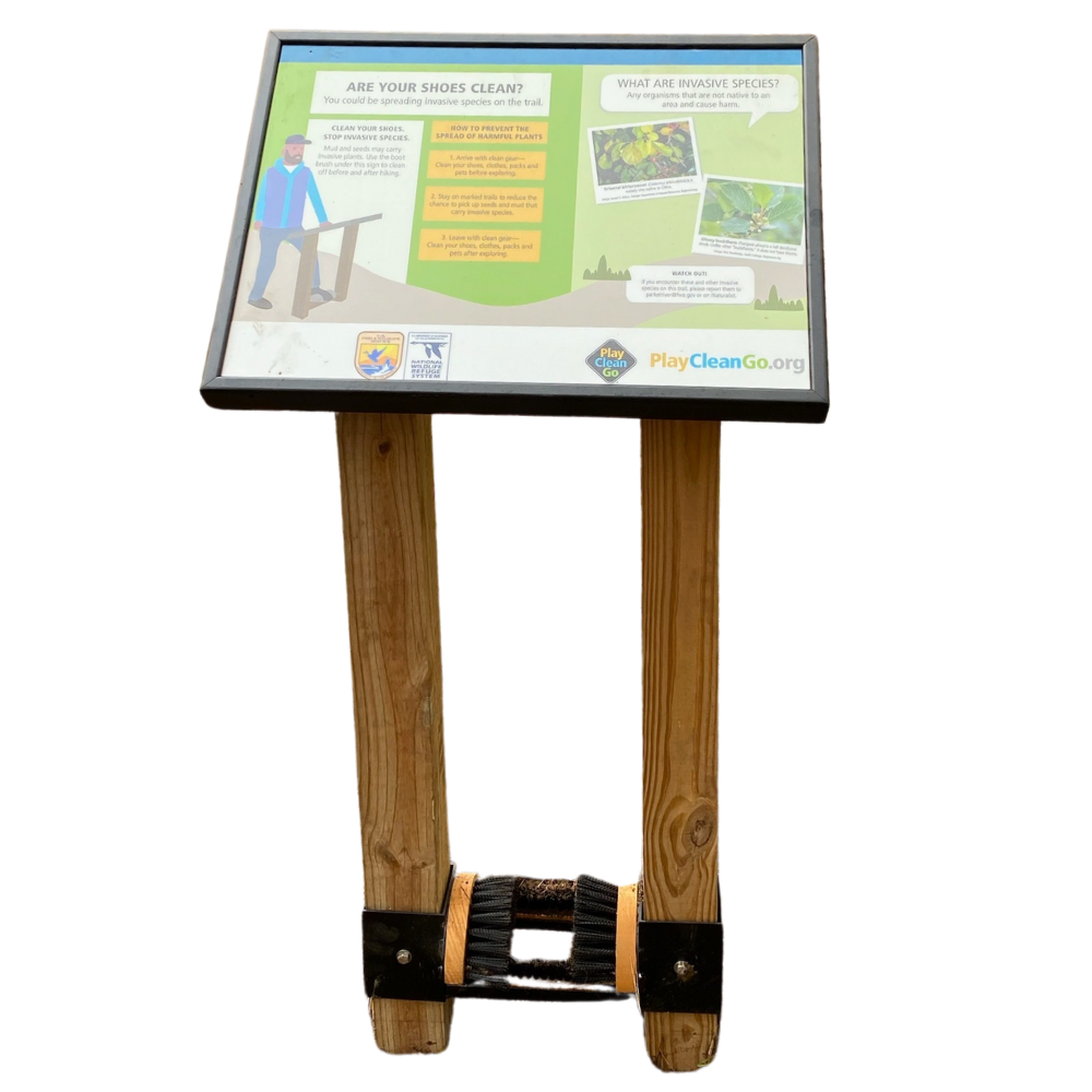 PlayCleanGo® Boot Custom Brush Station with Interpretive Sign Panel