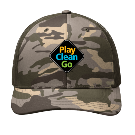 PlayCleanGo Logo Camo Trucker Hat