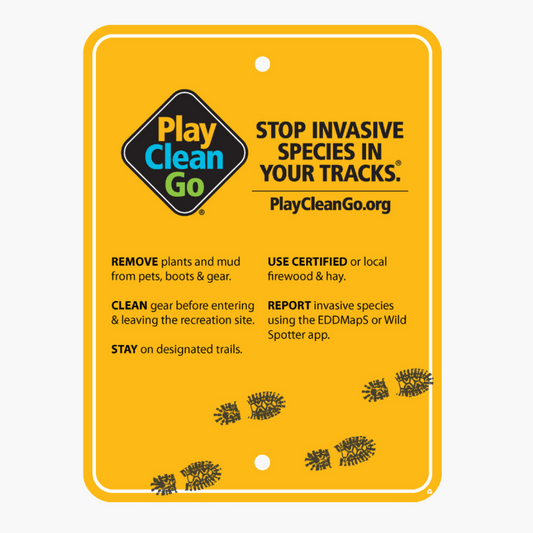 PlayCleanGo™️ STOP INVASIVE SPECIES IN YOUR TRACKS Trail Sign (English)