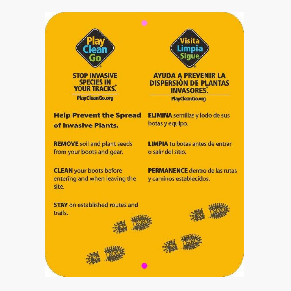 Not Invasive Animal Sign PlayCleanGo™️ STOP INVASIVE SPECIES IN YOUR TRACKS Trail Sign (Dual La ...