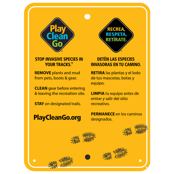 PlayCleanGo™️ STOP INVASIVE SPECIES IN YOUR TRACKS Trail Sign (Dual La ...