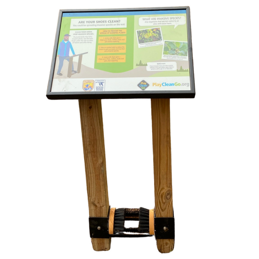 PlayCleanGo® Boot Custom Brush Station with Interpretive Sign Panel