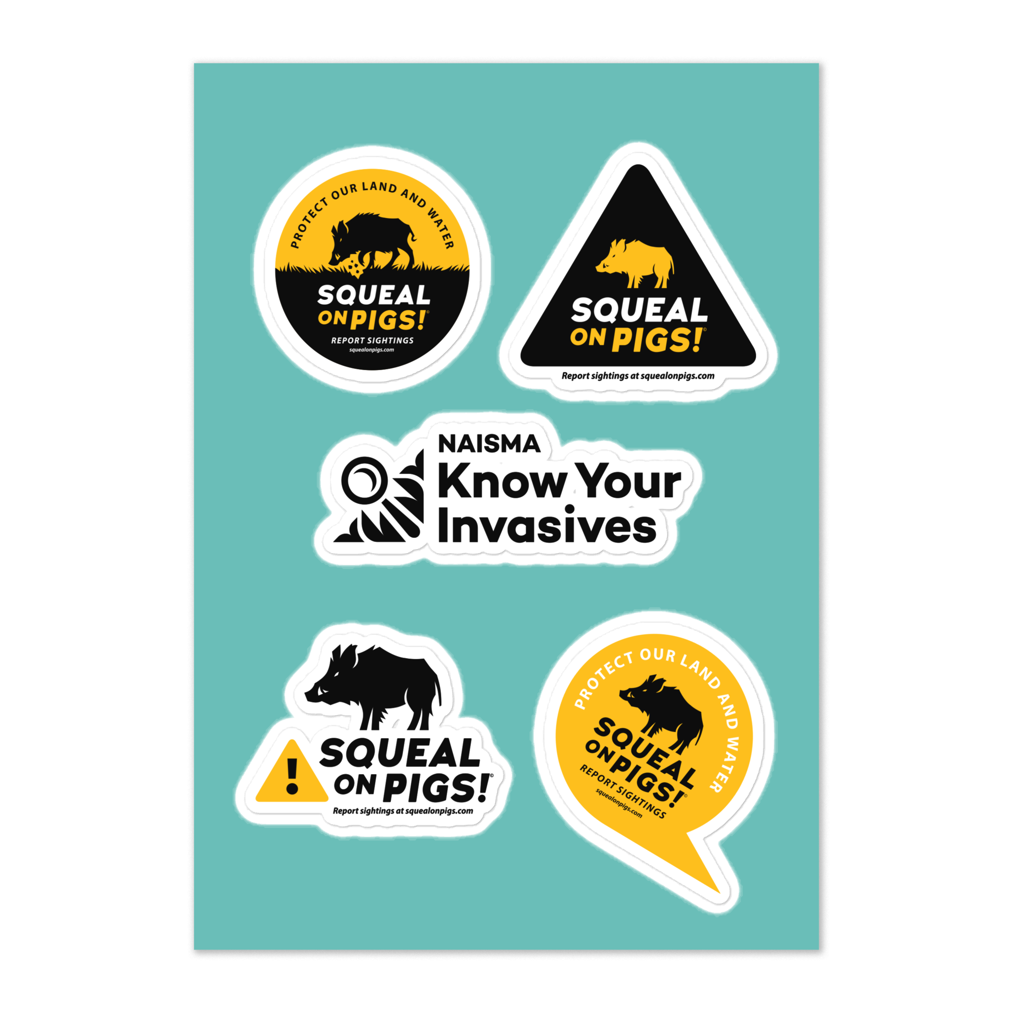 Know Your Invasives - Squeal on Pigs Sticker Sheet – NAISMA