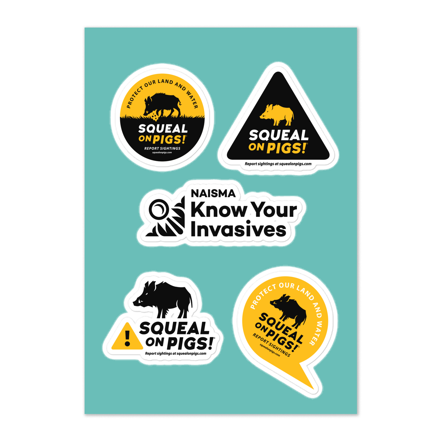 Know Your Invasives - Squeal on Pigs Sticker Sheet