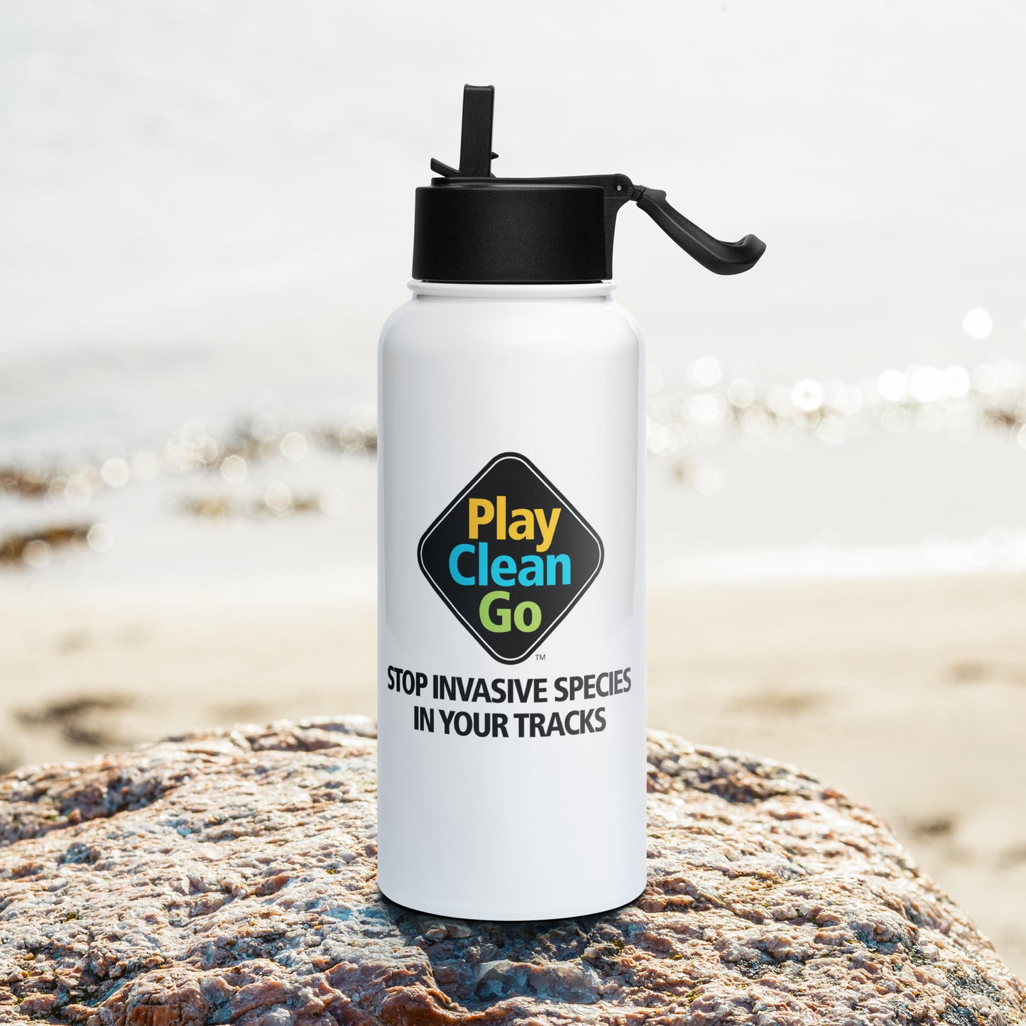 PlayCleanGo Logo Stainless Steel Water Bottle 32oz