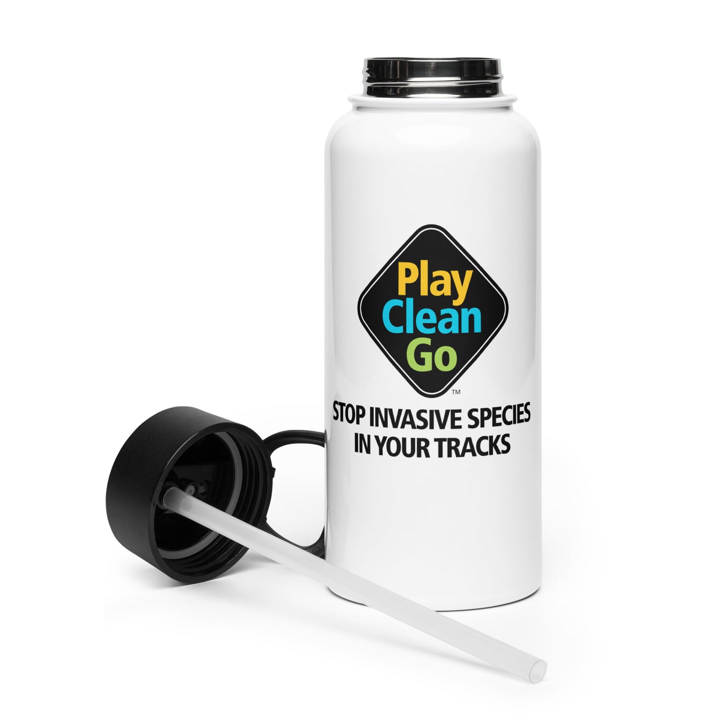 PlayCleanGo Logo Stainless Steel Water Bottle 32oz